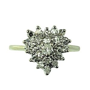 14K White Gold Diamond Heart Cluster Ring Size 5.25 #21796